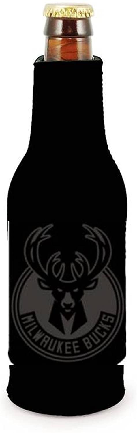 Milwaukee Bucks 2-Pack Zipper Bottle Tonal Black Beverage Insulator Neoprene Holder Cooler Basketball 1