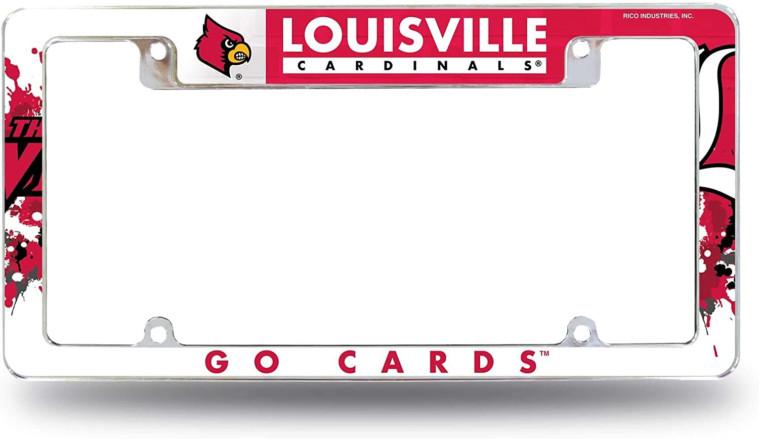Louisville Cardinals Metal License Plate Frame Tag Cover All Over Design University of 1