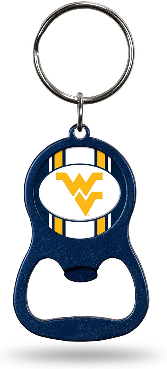 West Virginia University Mountaineers Premium Solid Metal Bottle Opener Keychain, Key Ring, Team Color