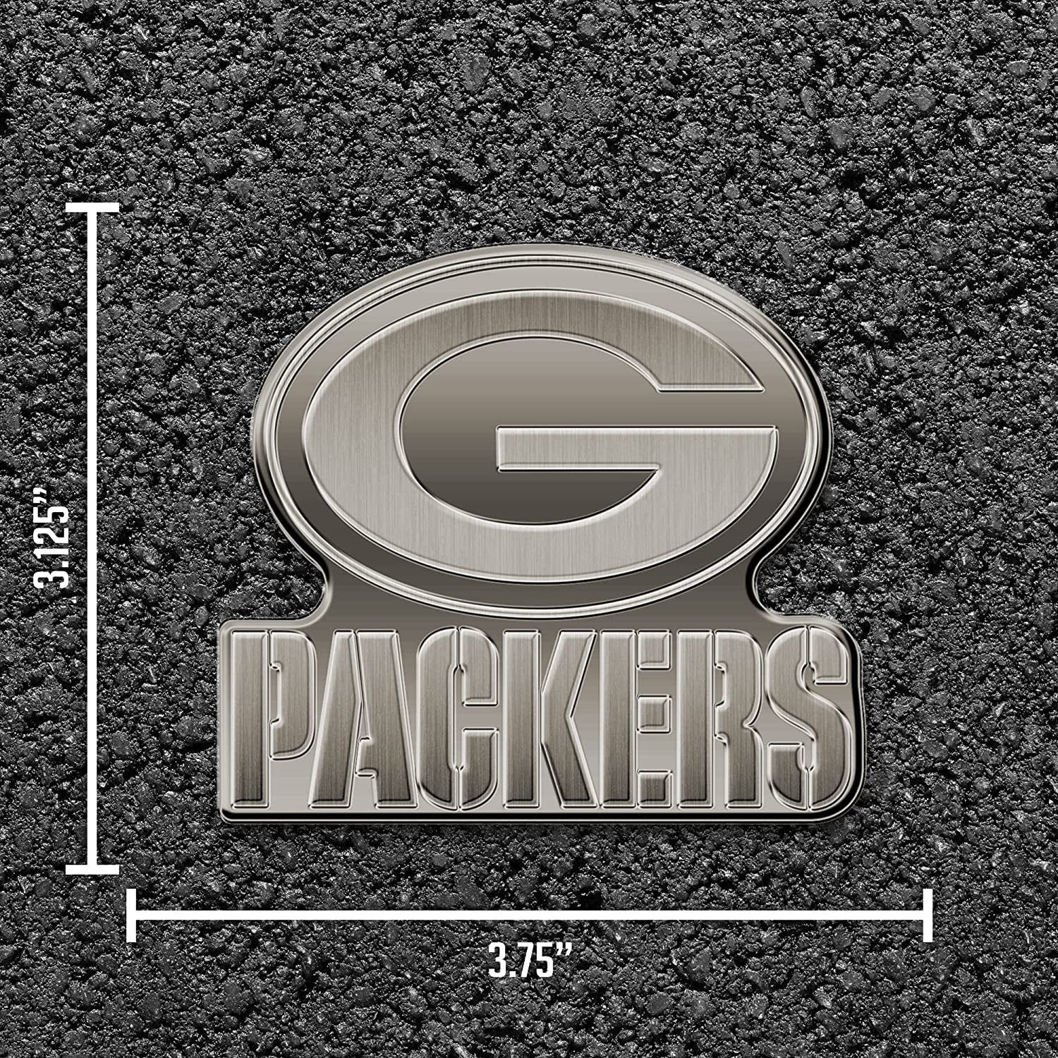 Green Bay Packers Solid Metal Auto Emblem Antique Nickel Design 4