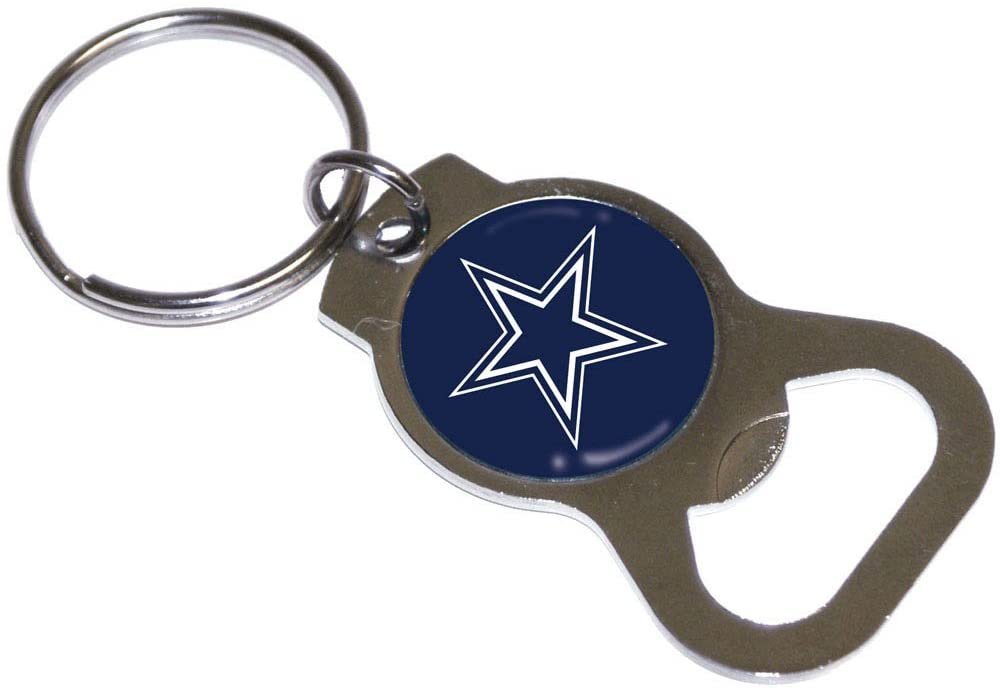 Dallas Cowboys Premium Solid Metal Bottle Opener Keychain, Silver Key Ring, Team Logo 1