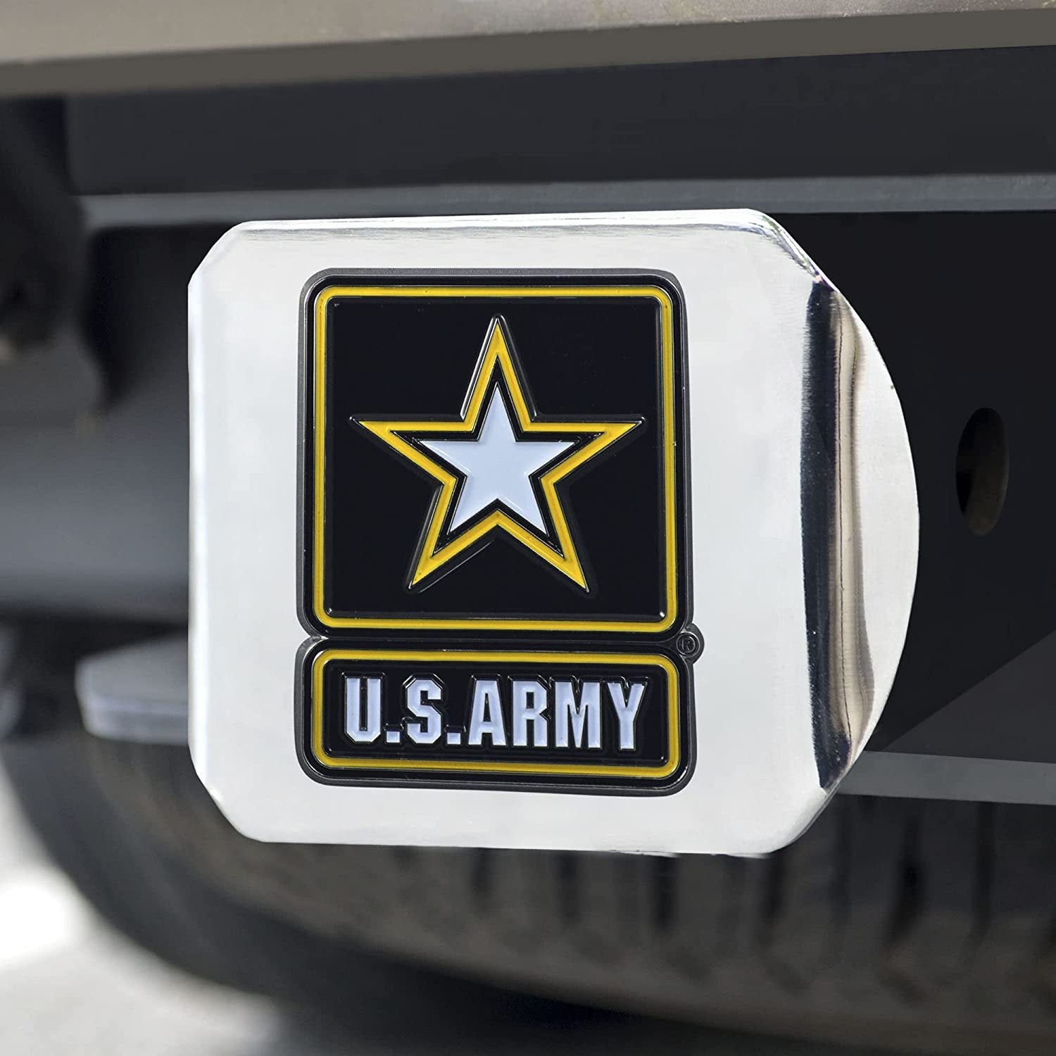 FANMATS NCAA Army Black Knights Hitch Cover with Color Emblemchrome Hitch Cover with Color Emblem, Chrome, One Size
