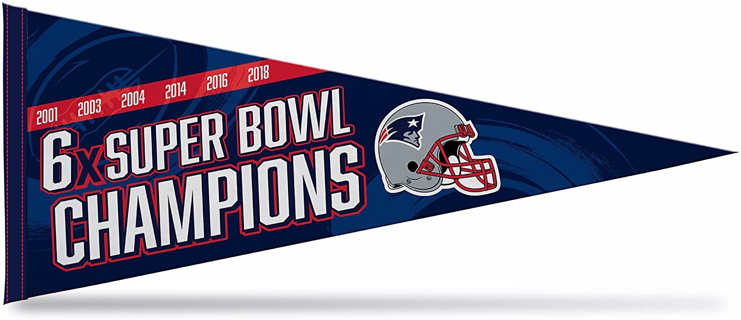 New England Patriots 6-Time Super Bowl Champions  Soft Felt Pennant, 12x30 Inch 1