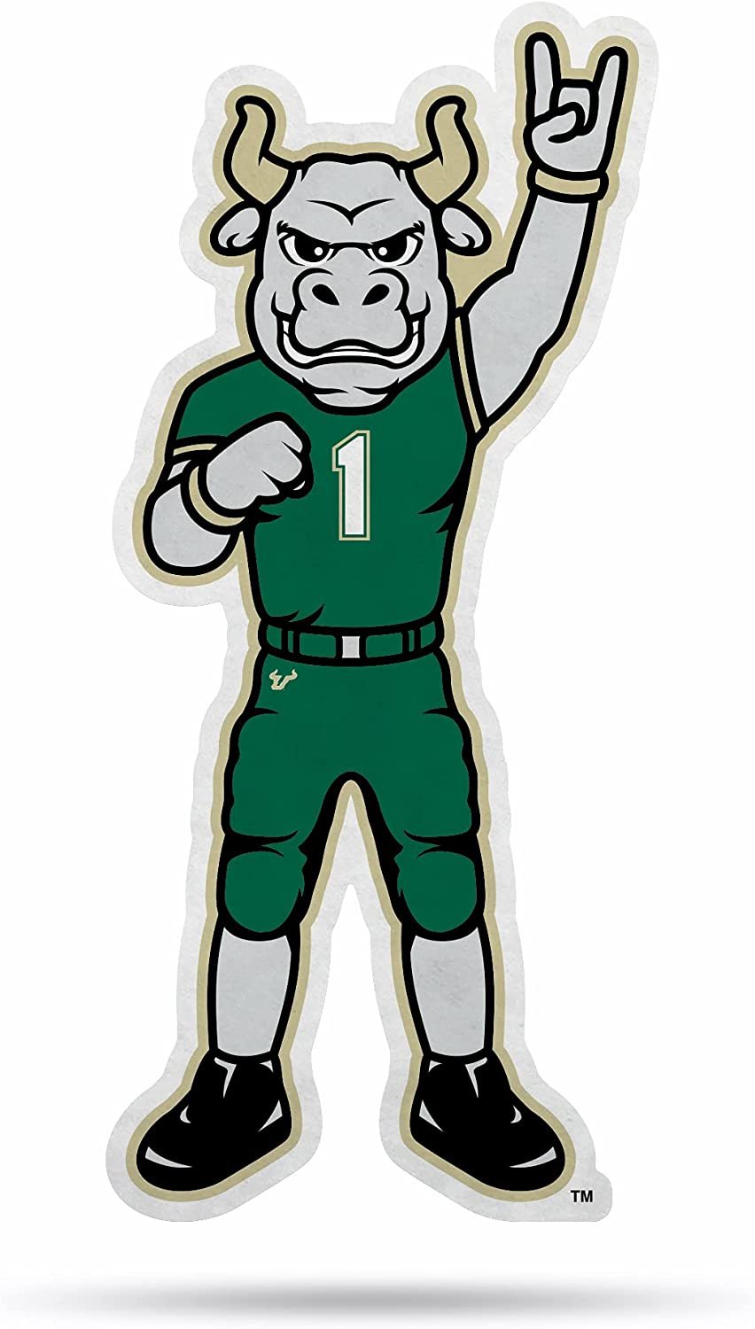 Rico Industries NCAA South Florida Bulls Shape Cut Mascot Pennant - Home, Living Room, Bedroom, Mancave Decor - Soft Felt Material - Made 1