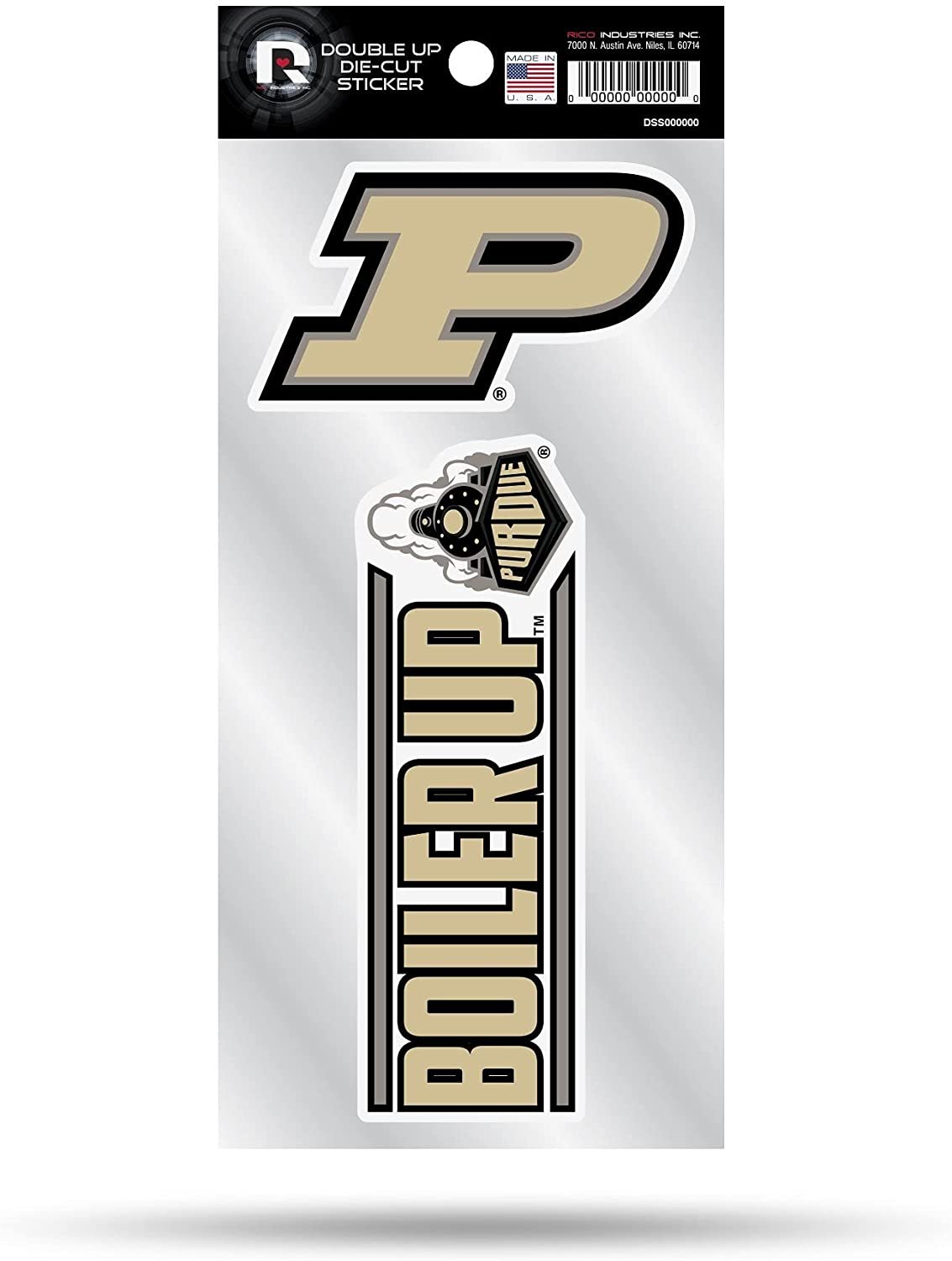 Purdue University Boilermakers 2-Piece Double Up Die Cut Sticker Decal Sheet, 4x8 Inch