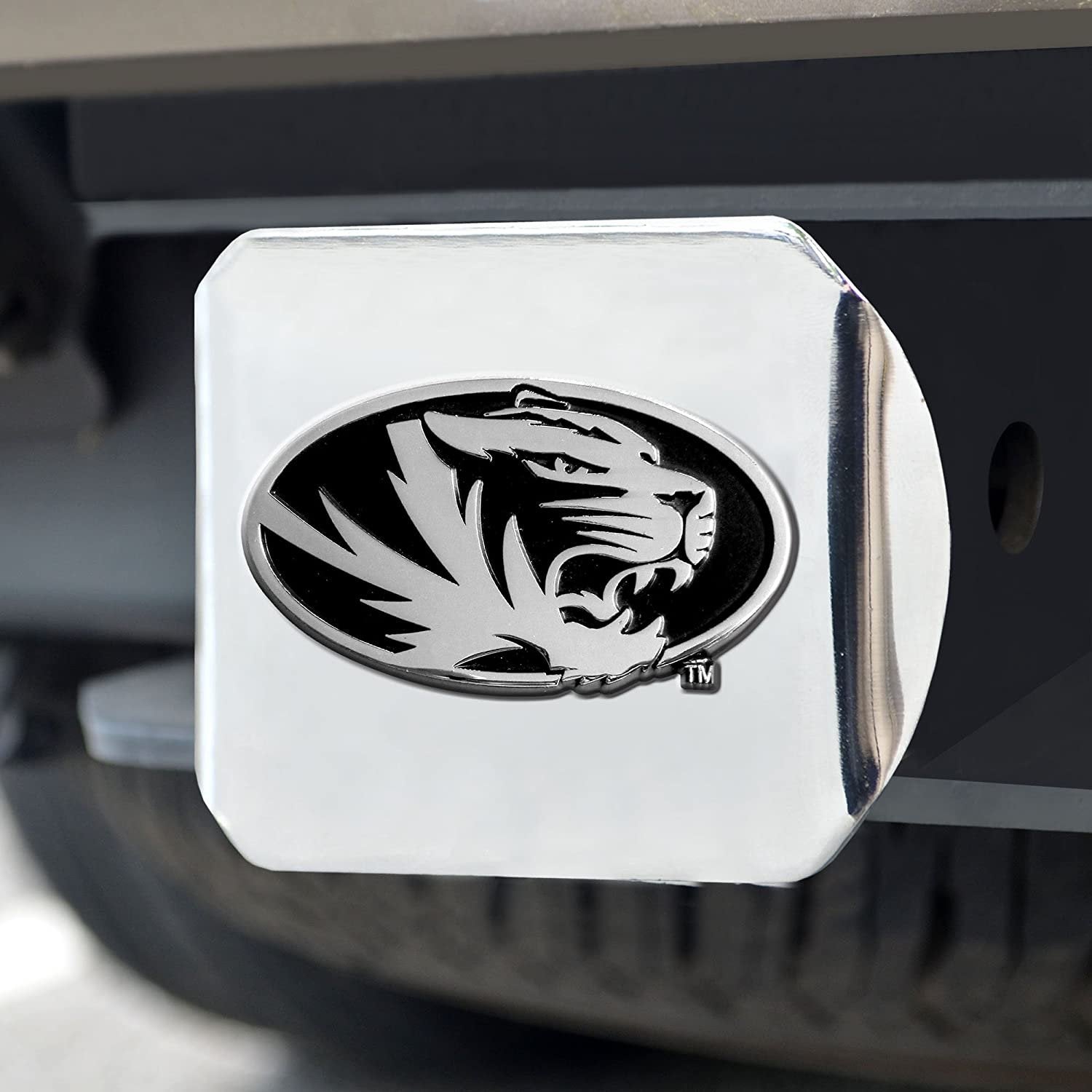 Missouri Tigers Hitch Cover Solid Metal with Raised Chrome Metal Emblem 2" Square Type III University of 2