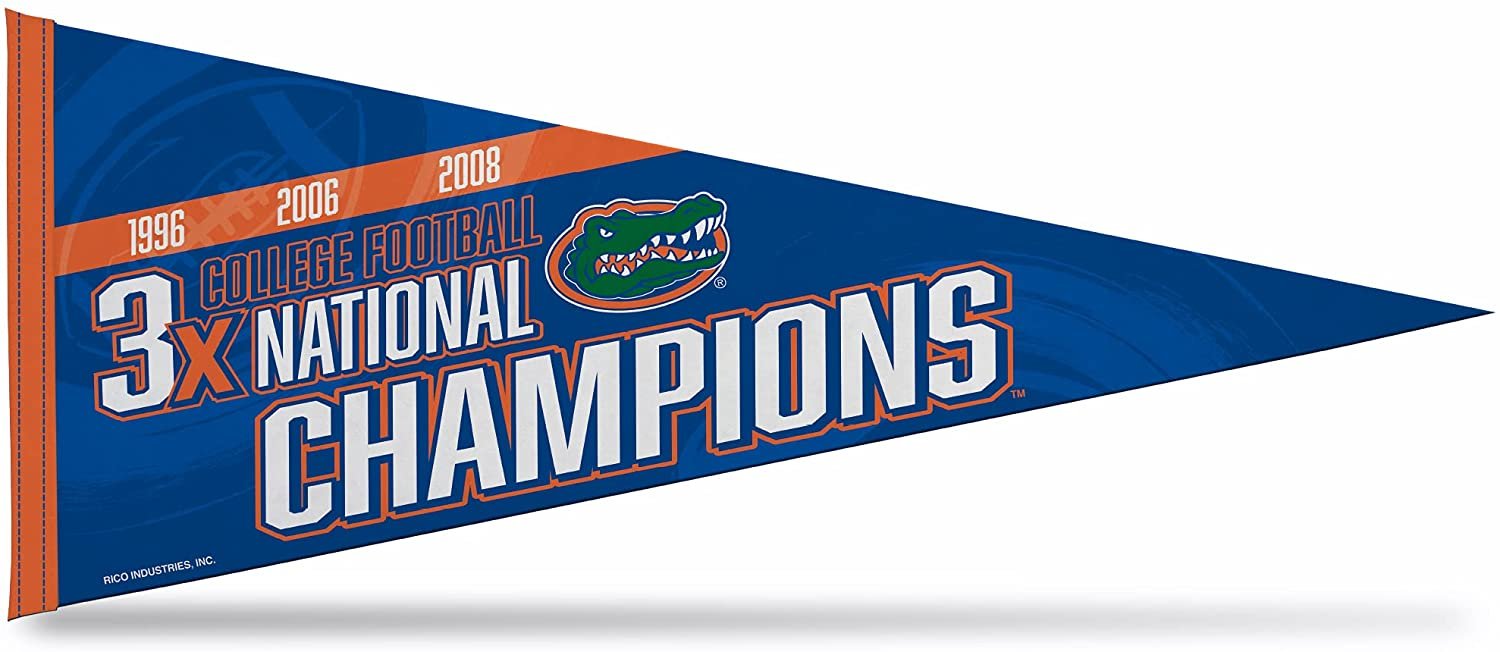 University of Florida Gators 3-Time Champions Soft Felt Pennant, 12x30 Inch, Easy To Hang 1