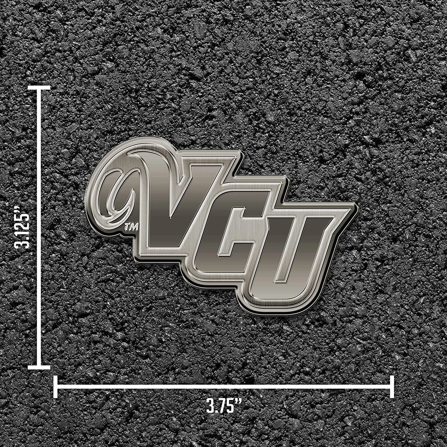 Virginia Commonwealth University Rams Solid Metal Auto Emblem Antique Nickel for Car/Truck/SUV 4