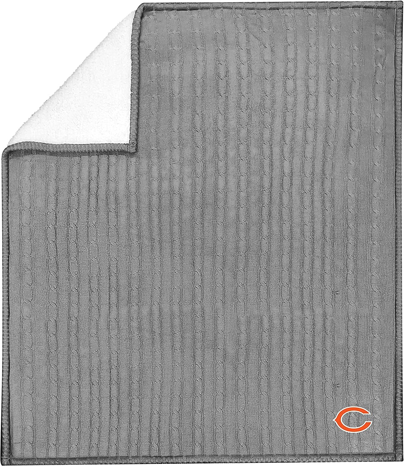 Chicago Bears Cable Sweater Knit Sherpa Throw Blanket 50x60 Inch Adult 1