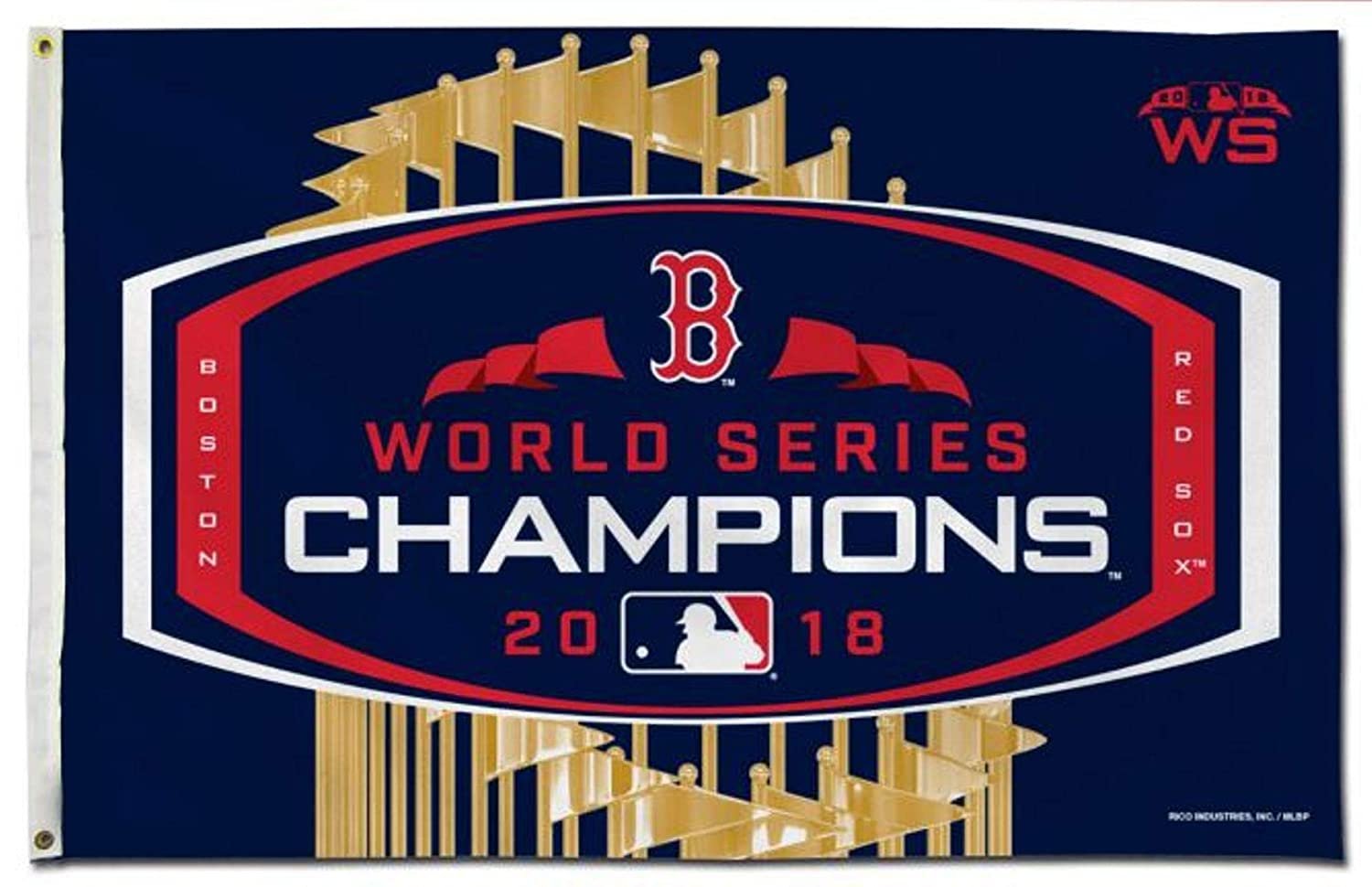 Boston Red Sox 2018 World Series Champions 2018 3x5 Feet Flag Banner, Metal Grommets, Outdoor Indoor Use, Single Sided 1