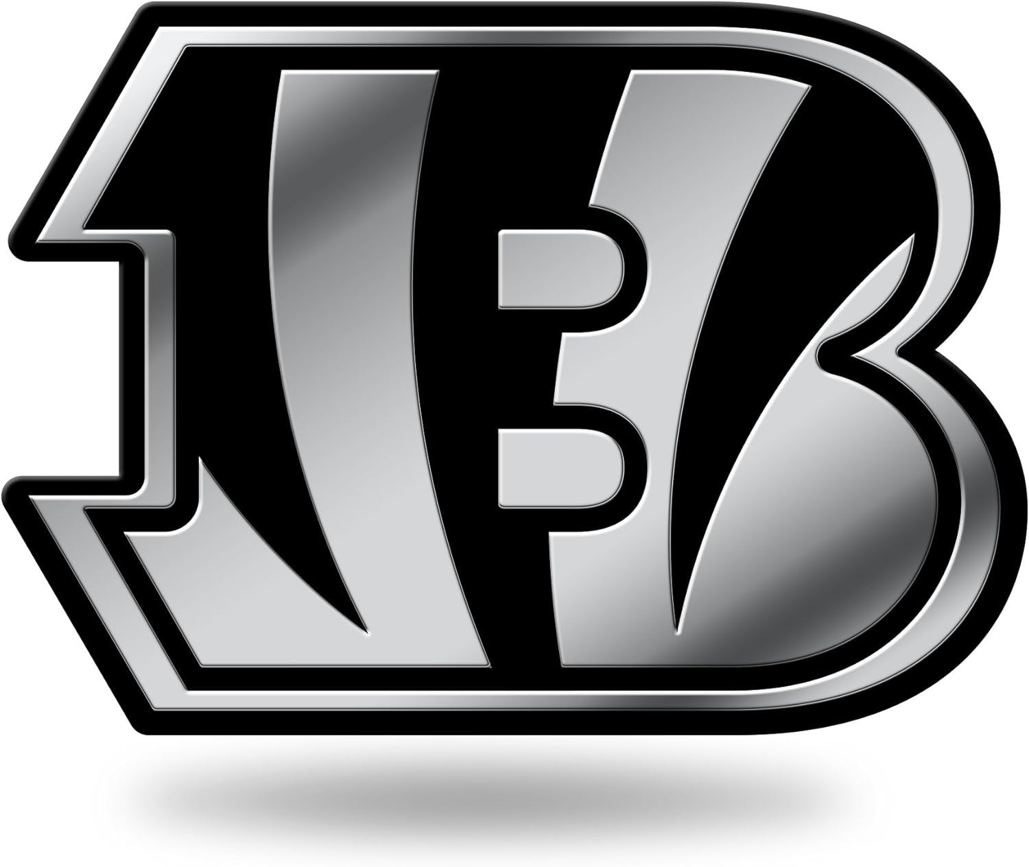 Cincinnati Bengals Auto Emblem, Silver Chrome Color, Raised Molded Plastic, 3.5 Inch, Adhesive Tape Backing 1