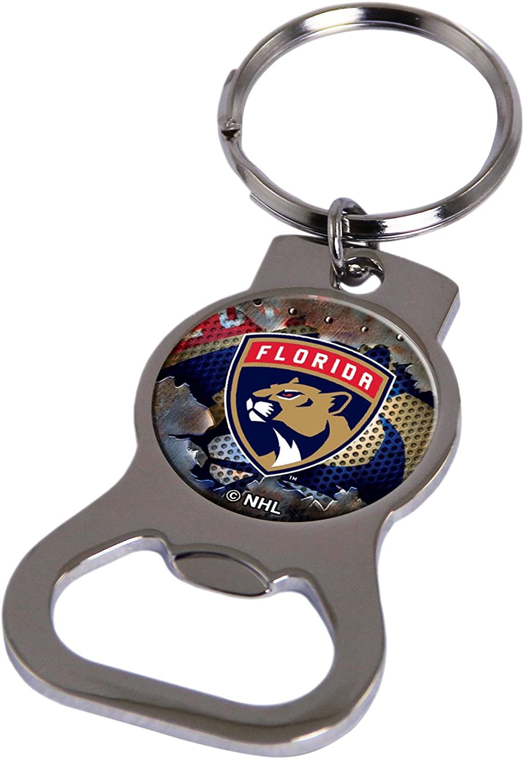 Ottawa Senators Premium Solid Metal Bottle Opener Keychain, Silver Key Ring, Team Logo 1