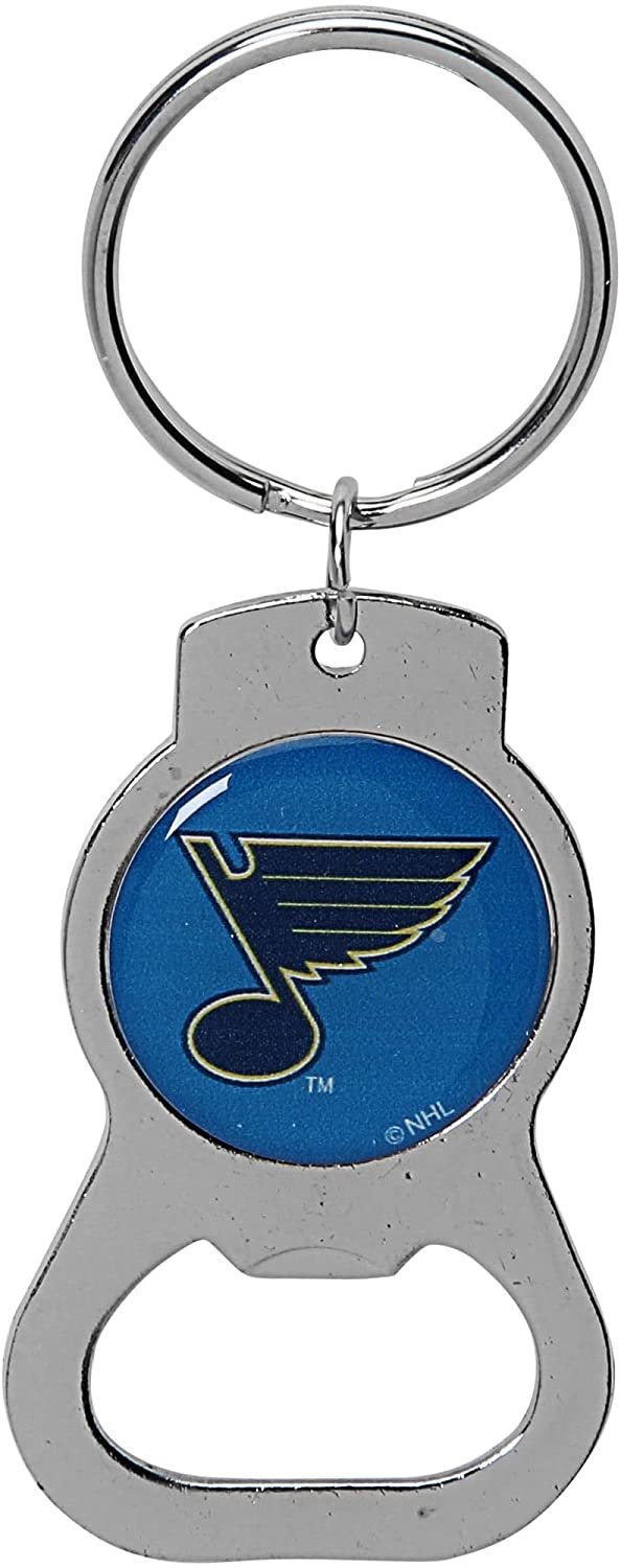 St Louis Blues Premium Solid Metal Bottle Opener Keychain, Silver Key Ring, Team Logo 1
