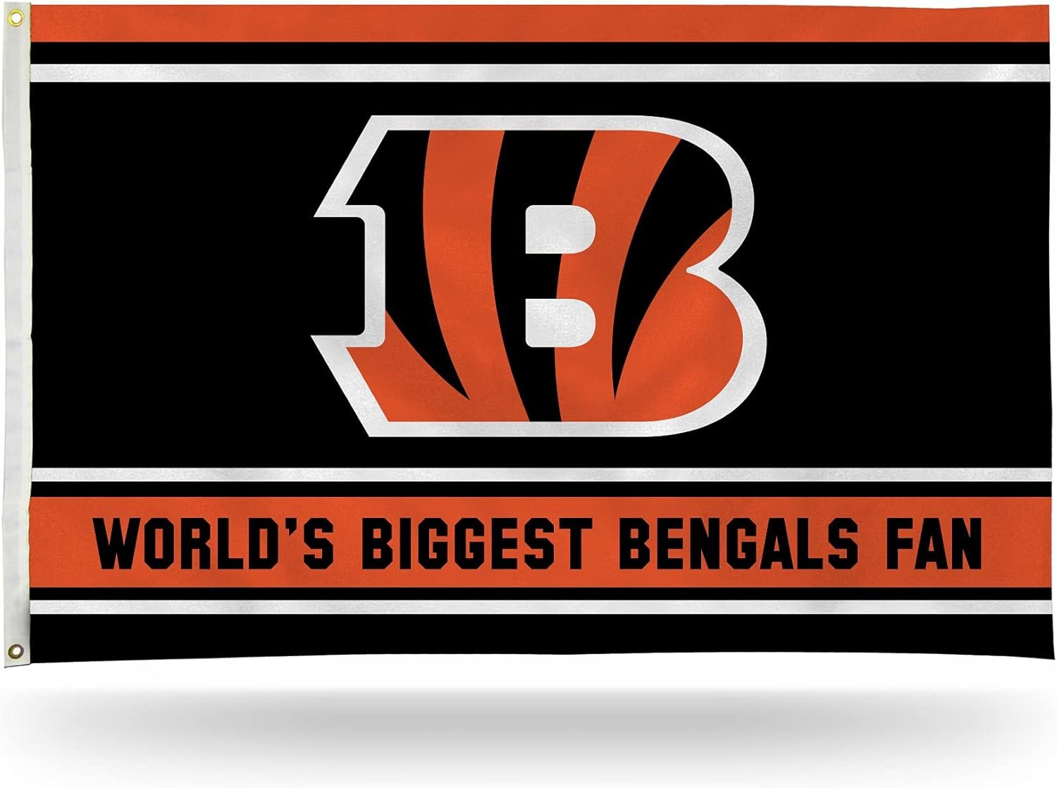 Cincinnati Bengals 3x5 Feet Flag Banner, World's Biggest Fan, Metal Grommets, Single Sided, Indoor or Outdoor Use 1