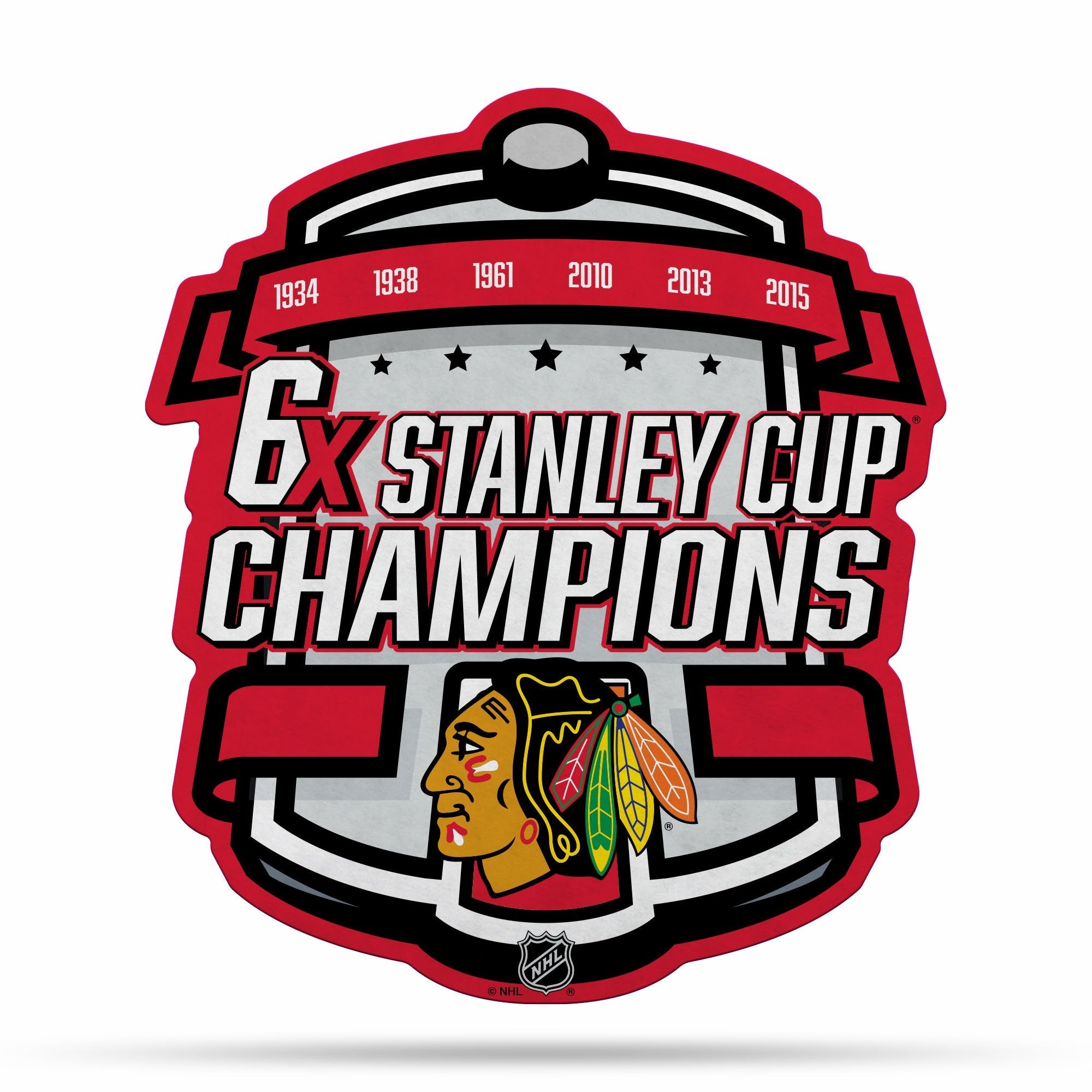 Chicago Blackhawks 6-Time Stanley Cup Champions Soft Felt Pennant, Shape Cut, 18 Inch, Easy To Hang