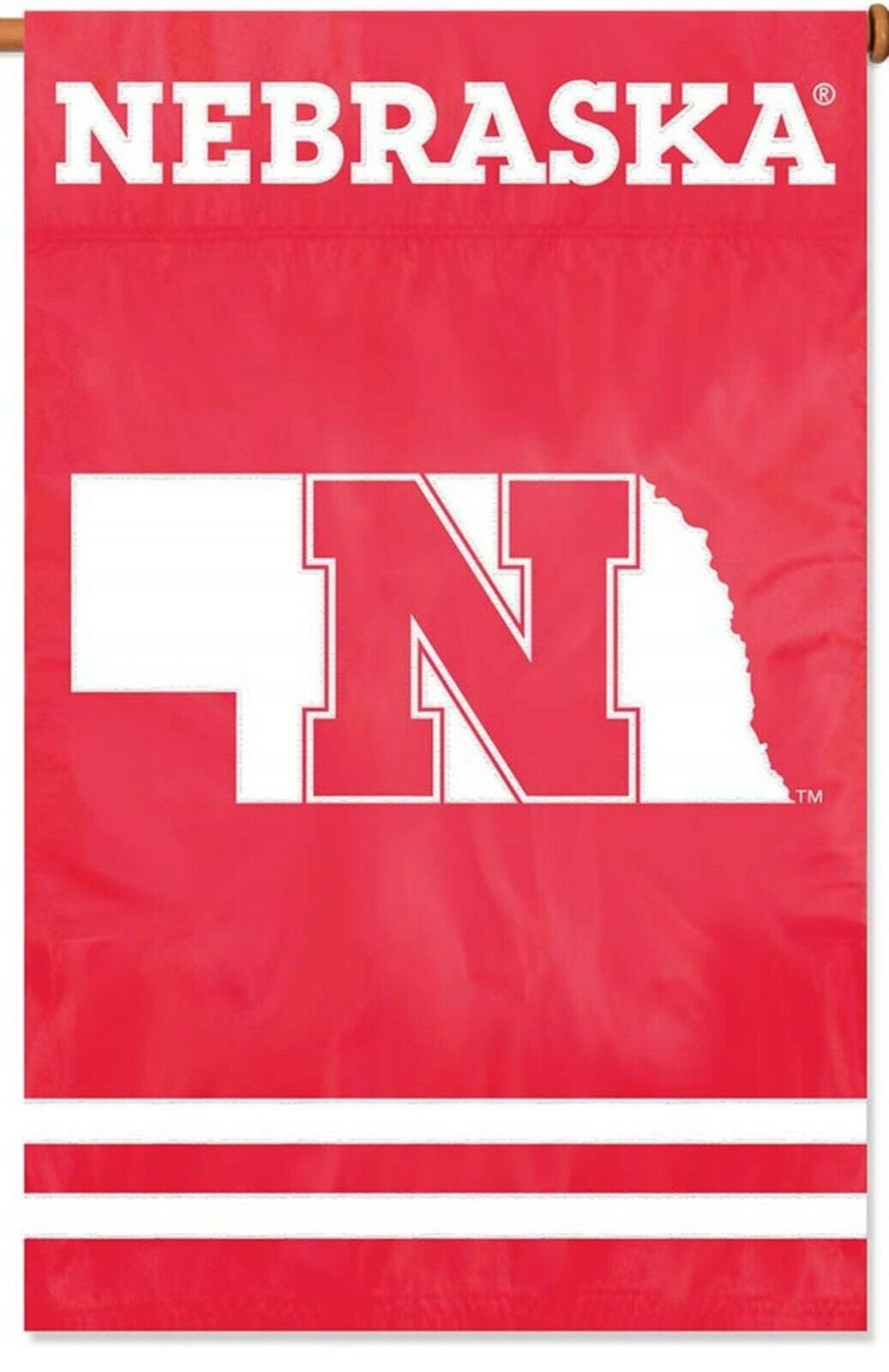 Nebraska Cornhuskers 2sided 28x44 Embroidered Applique Banner Flag University of 1