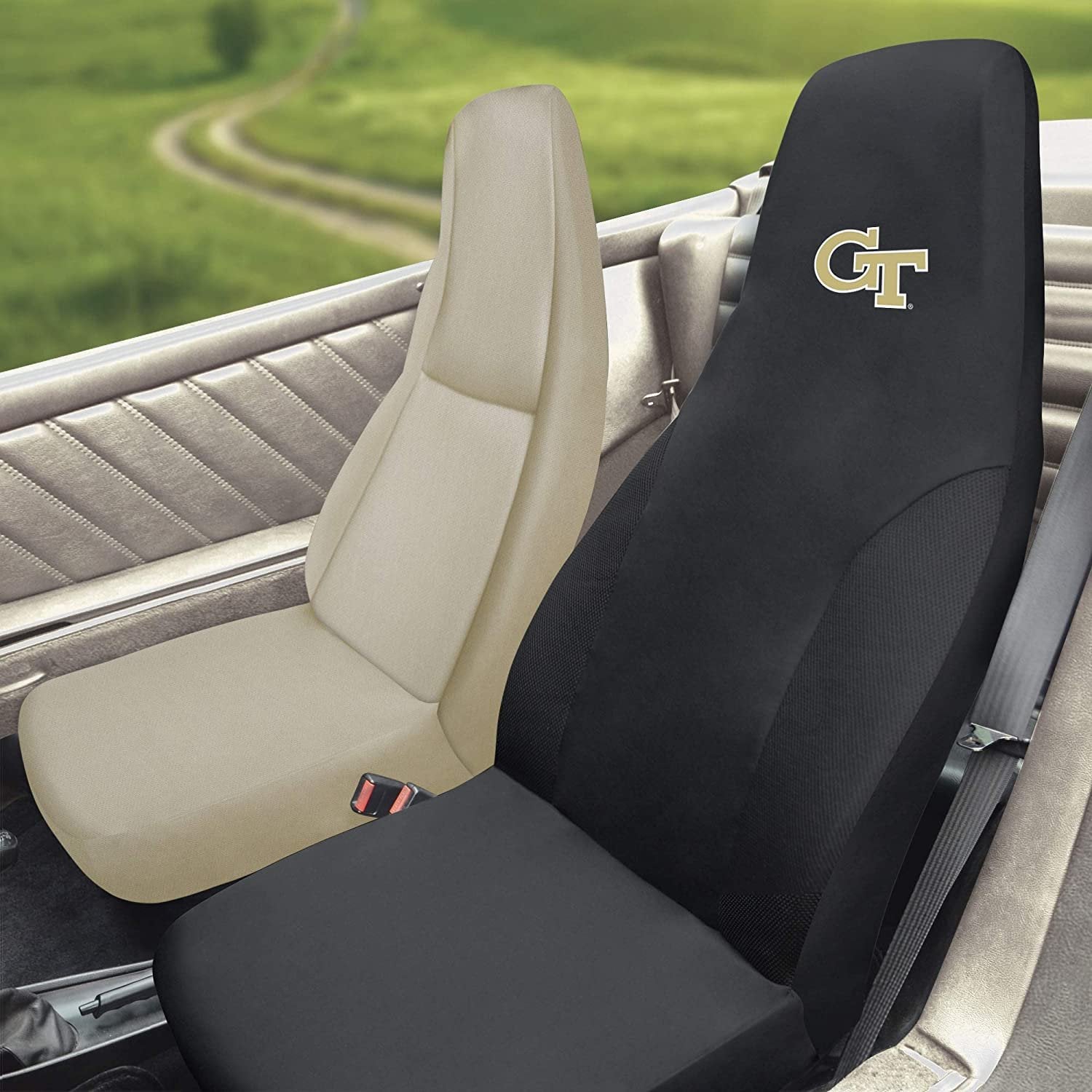 Georgia Tech Yellow Jackets Bucket Auto Seat Cover 48x20 Inch Elastic