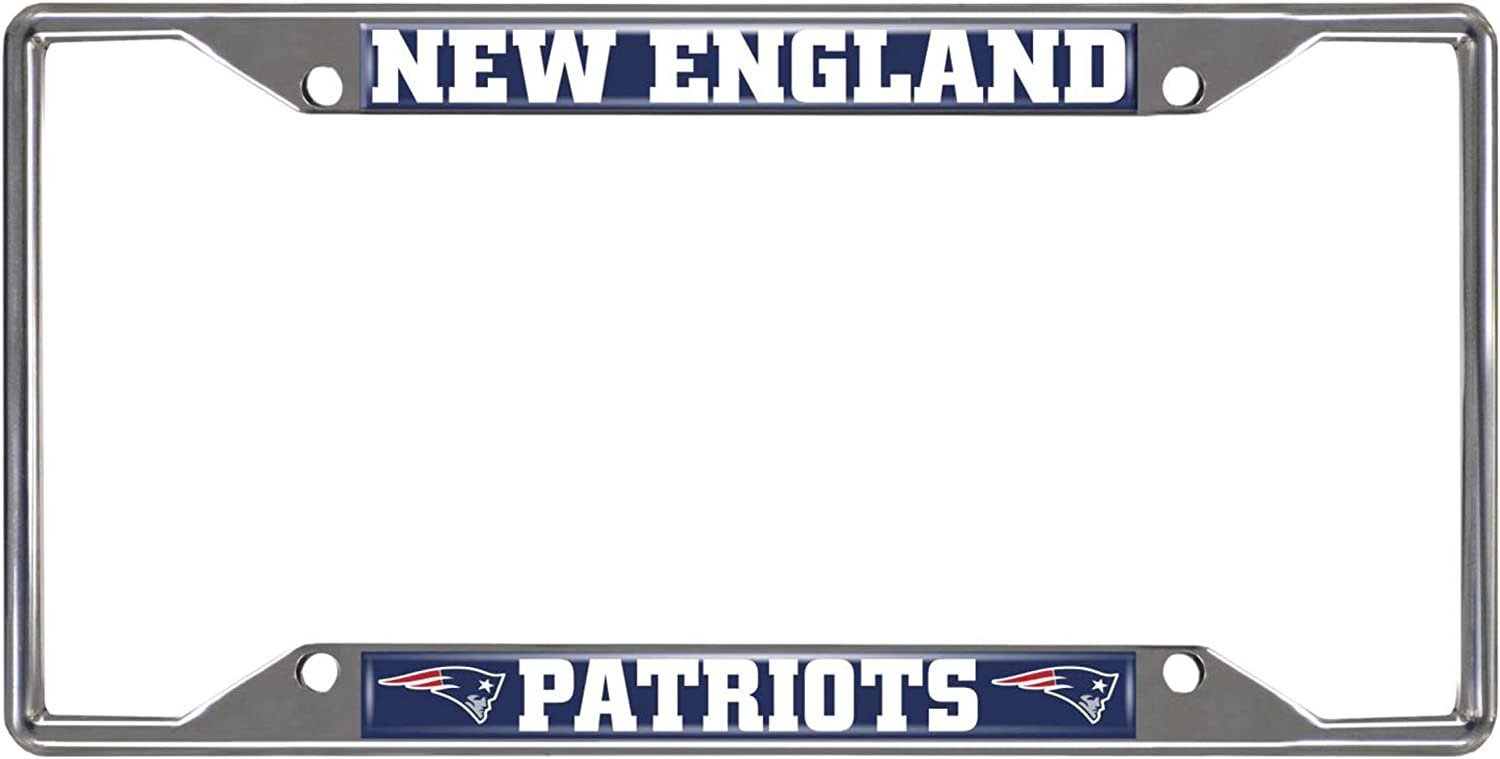 New England Patriots Metal License Plate Frame Chrome Tag Cover 6x12 Inch 1