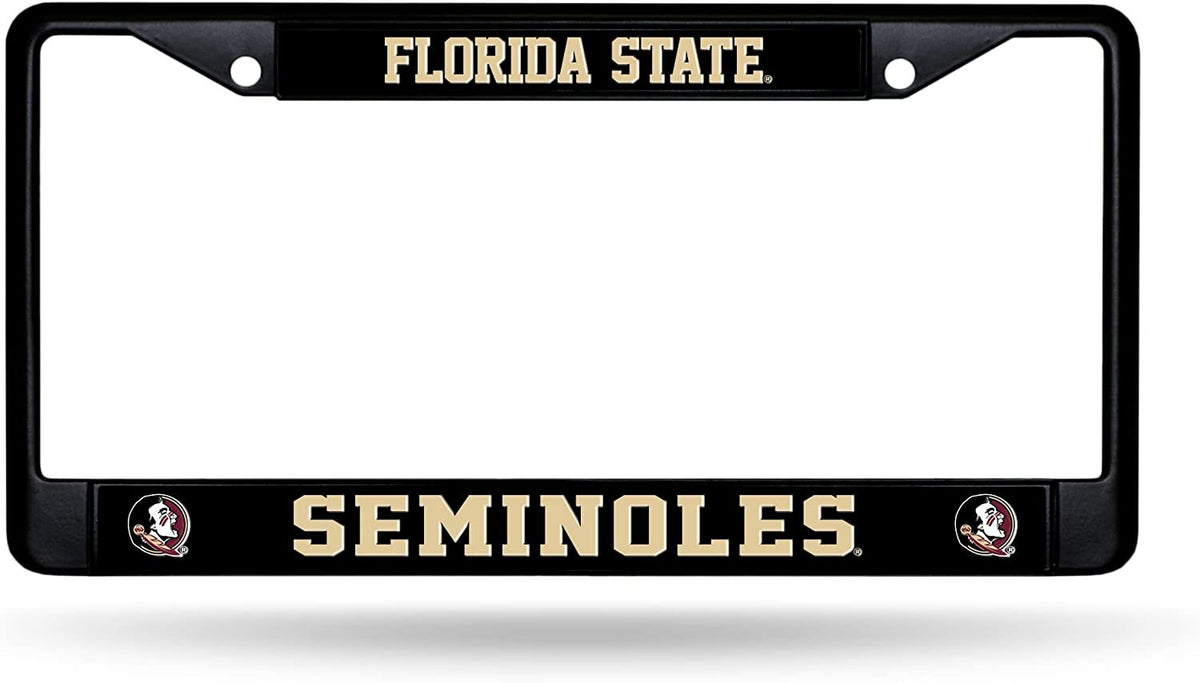 Florida State University Seminoles Black Metal License Plate Frame Chrome Tag Cover 6x12 Inch