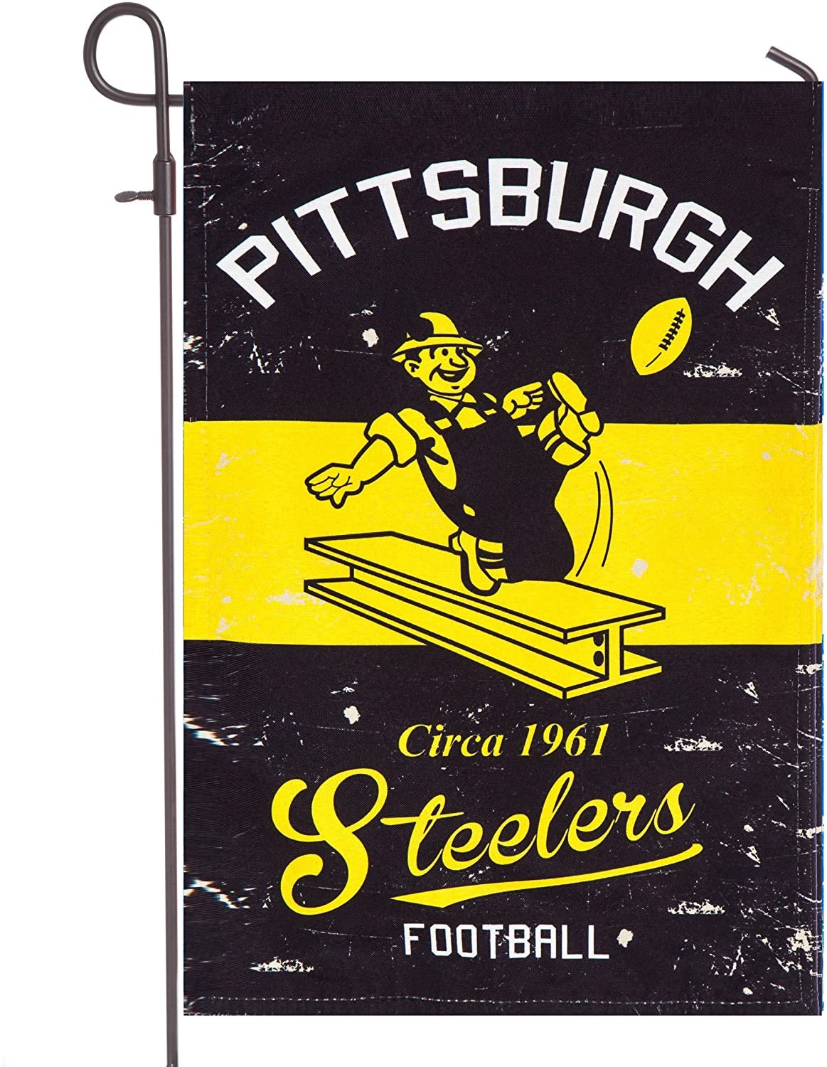 Pittsburgh Steelers Premium Garden Flag Banner, Double Sided, Retro Vintage Style, Linen, 13x18 Inch 3