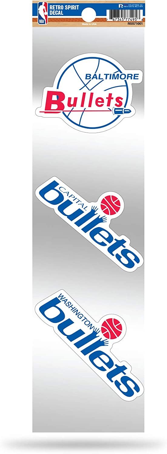 Washington Wizards 3-Piece Retro Spirit Decals, Team Color, Size of Individual Decals Will Vary 1