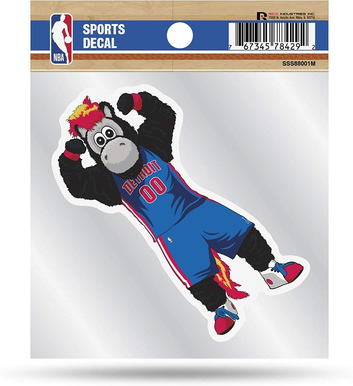 Detroit Pistons 4x4 Decal Sticker Mascot Logo Premium with Clear Backing Flat Vinyl Auto Home NBA 1
