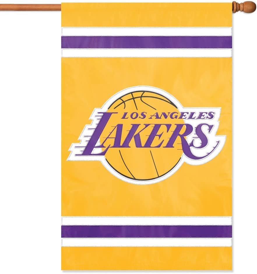 Los Angeles Lakers House Banner Flag Applique Embroidered Double Sided 44 x 28 1