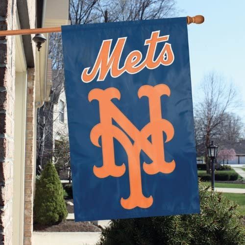 New York Mets Premium Double Sided Banner Flag Applique Embroidered 28x44 Inches 2