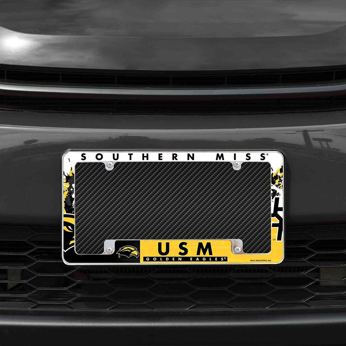 University of Southern Mississippi Golden Eagles Metal License Plate Frame Tag Cover All Over Design 12x6 Inch 2
