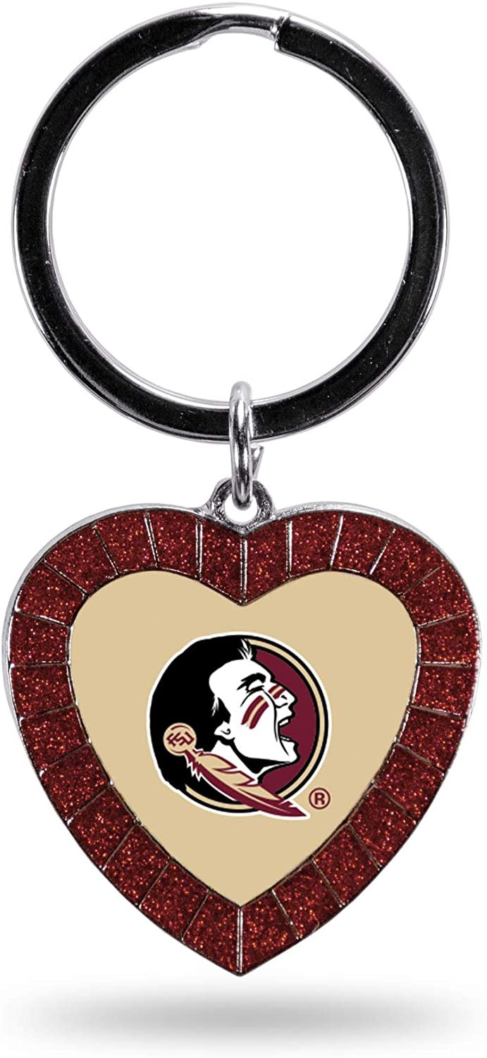 NCAA Florida State Seminoles NCAA Rhinestone Heart Colored Keychain, Maroon, 3-inches in length