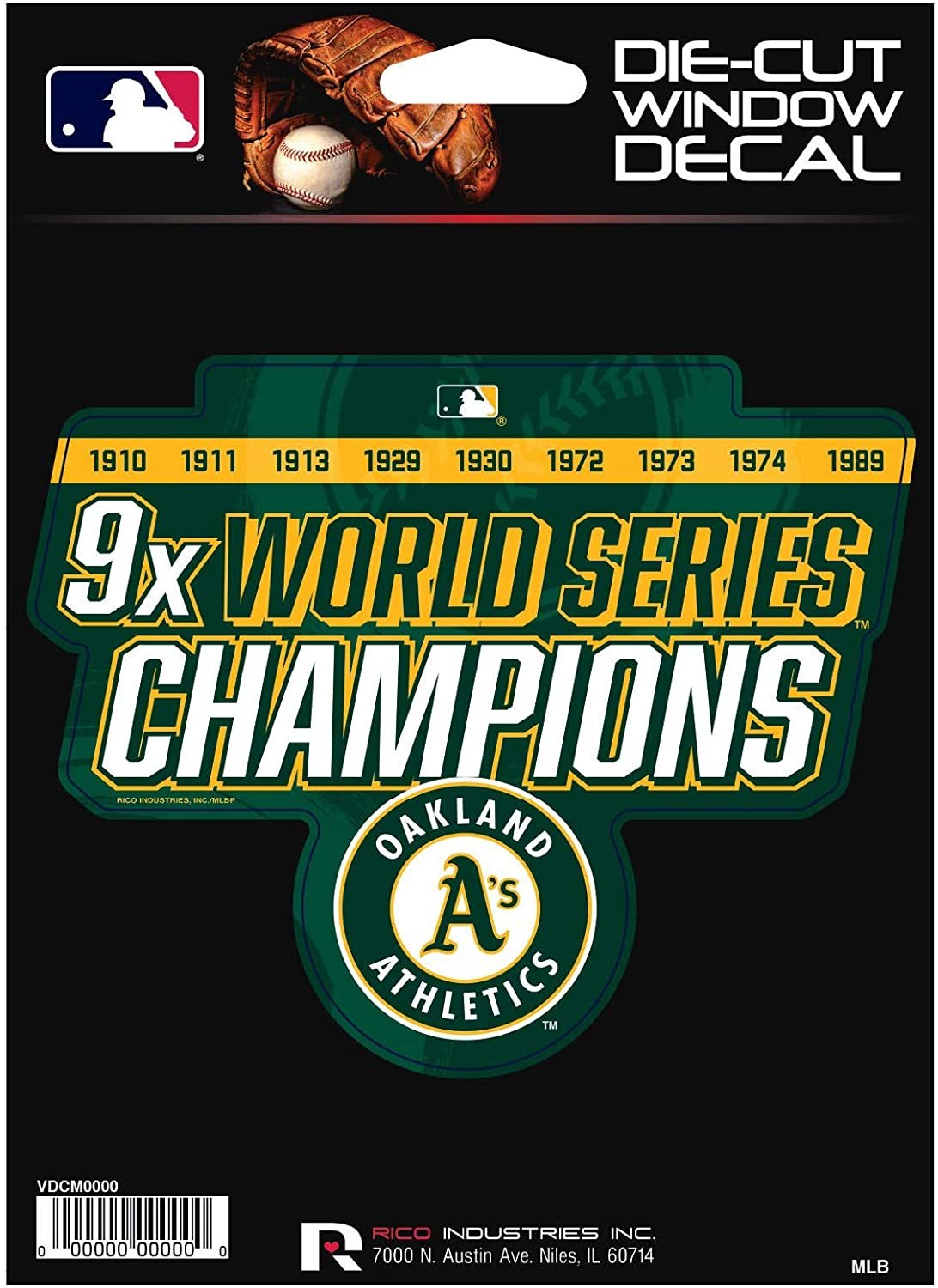 Oakland Athletics A's 5" Decal Sticker 9X Time Champions Flat Vinyl Auto Emblem Baseball 1