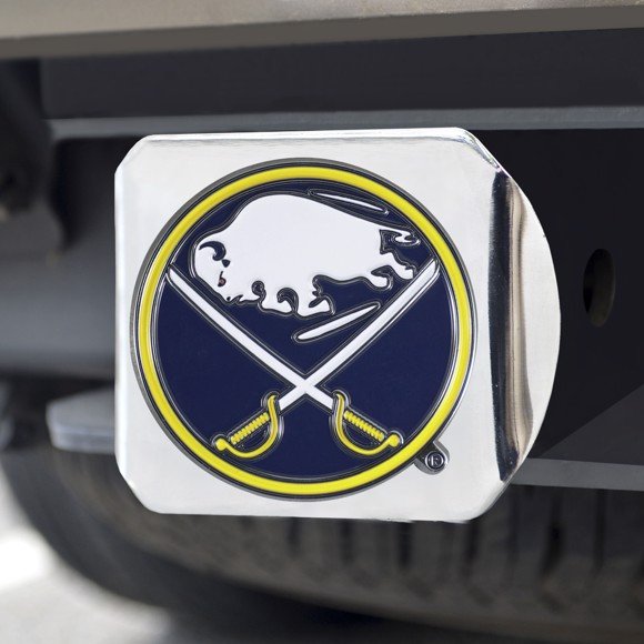 Buffalo Sabres Hitch Cover Solid Metal with Raised Color Metal Emblem 2" Square Type IIIe