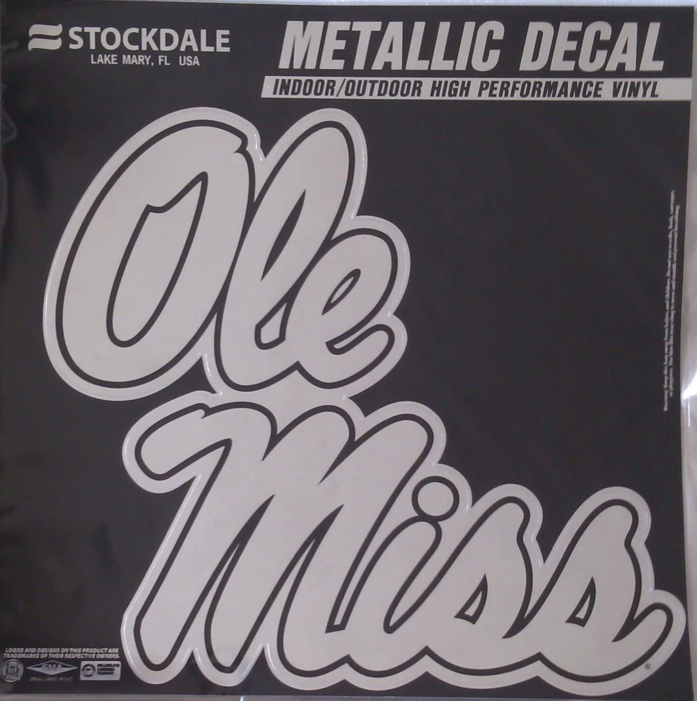 University of Mississippi Rebels Ole Miss 6 Inch Decal Sticker, Metallic Chrome Shimmer Design 1