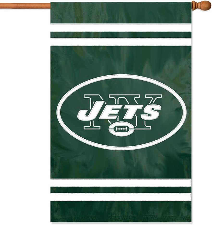 New York Jets Double Sided Banner Flag Embroidered Applique 44x28 Inch 1