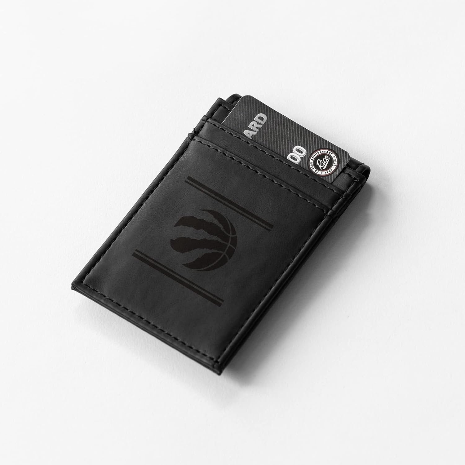 Toronto Raptors Premium Black Leather Wallet, Front Pocket Magnetic Money Clip, Laser Engraved, Vegan 2