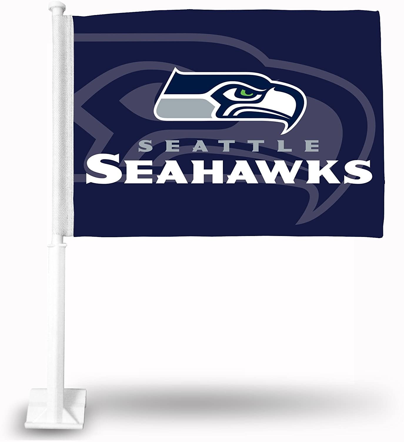 Seattle Seahawks Car Flag with Display Pole Secondary Logo Design