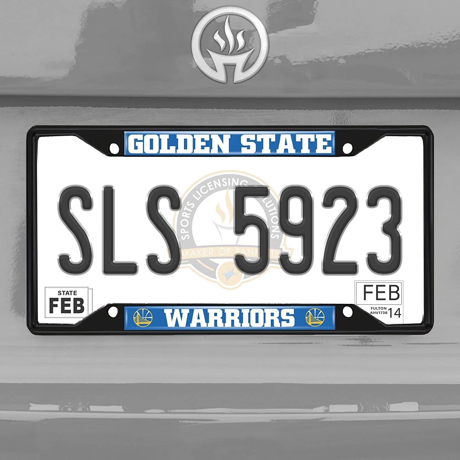 FANMATS 31330 Golden State Warriors Metal License Plate Frame Black Finish