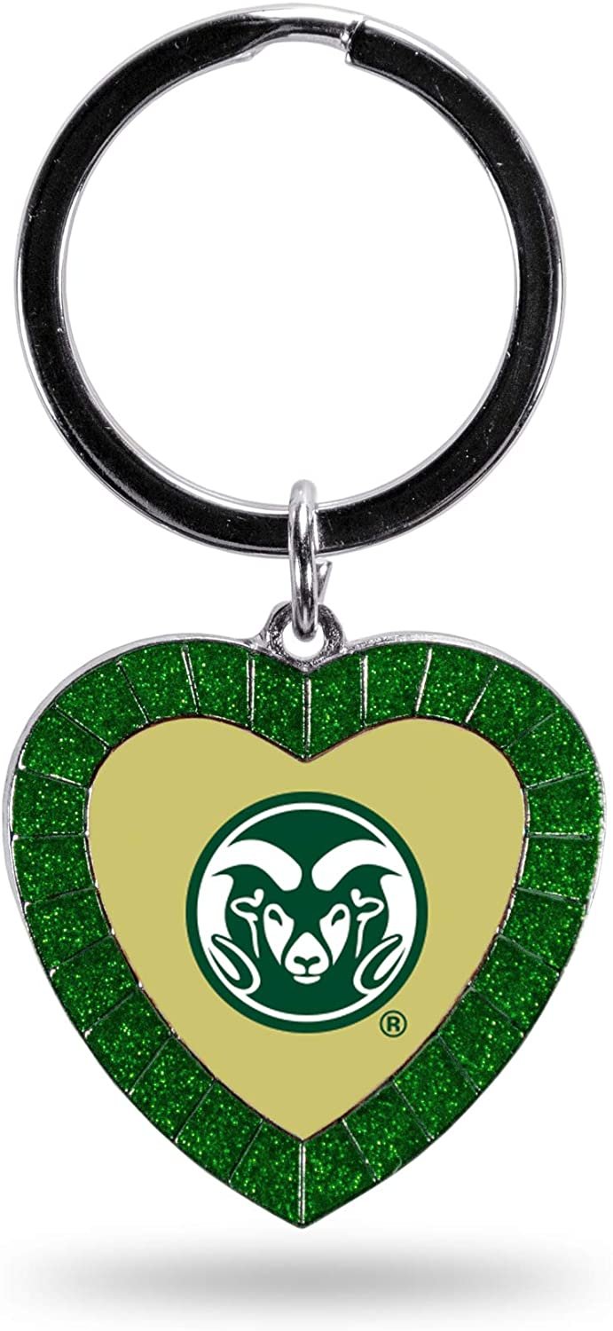 NCAA Colorado State Rams NCAA Rhinestone Heart Colored Keychain, Green, 3-inches in length