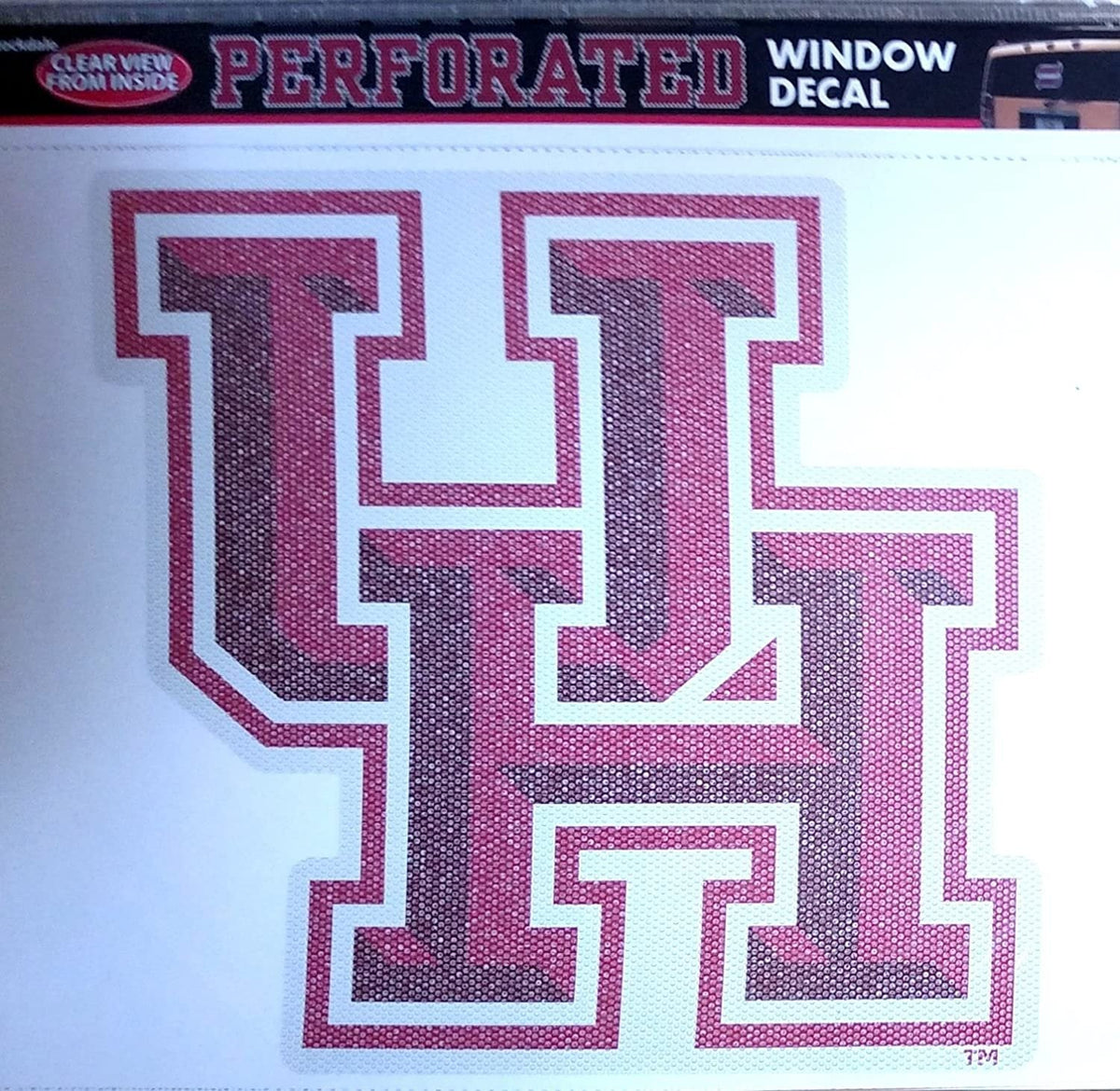 University of Houston Cougars 12 Inch Preforated Window Film Decal Sticker, One-Way Vision, Adhesive Backing 1