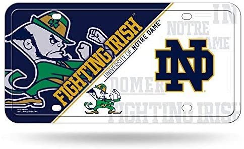 University of Notre Dame Fighting Irish Metal Auto Tag License Plate, Split Design, 6x12 Inch 1