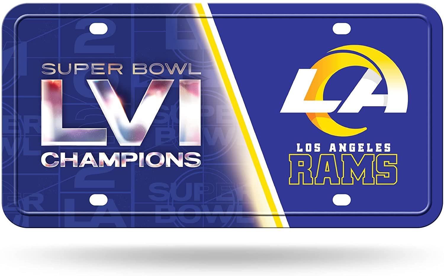 Los Angeles Rams Metal Auto Tag License Plate, 2022 Super Bowl LVI Champions, 6x12 Inch 1