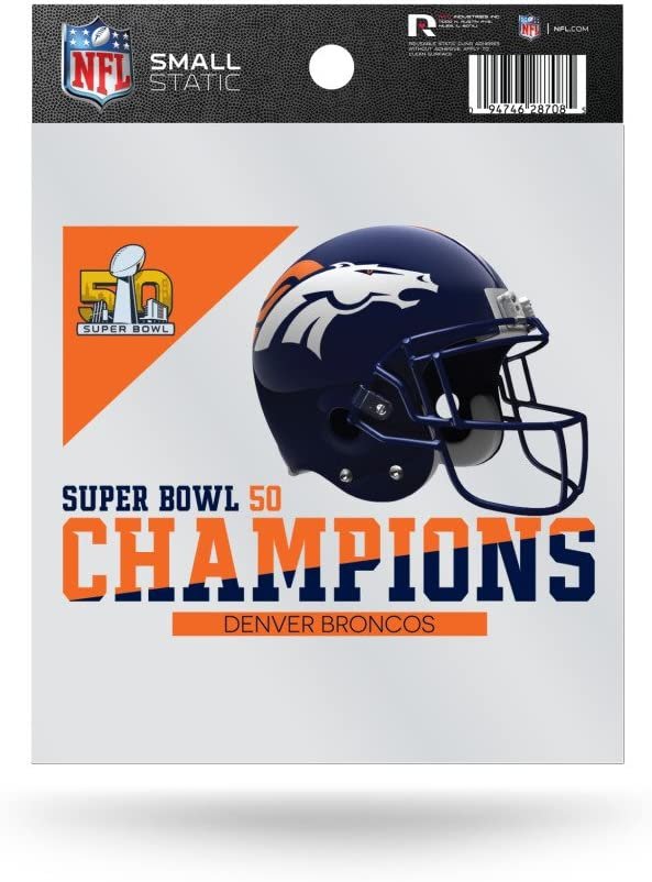 Denver Broncos Super Bowl 50 Champions 3 Inch Flat Static Cling Decal 1