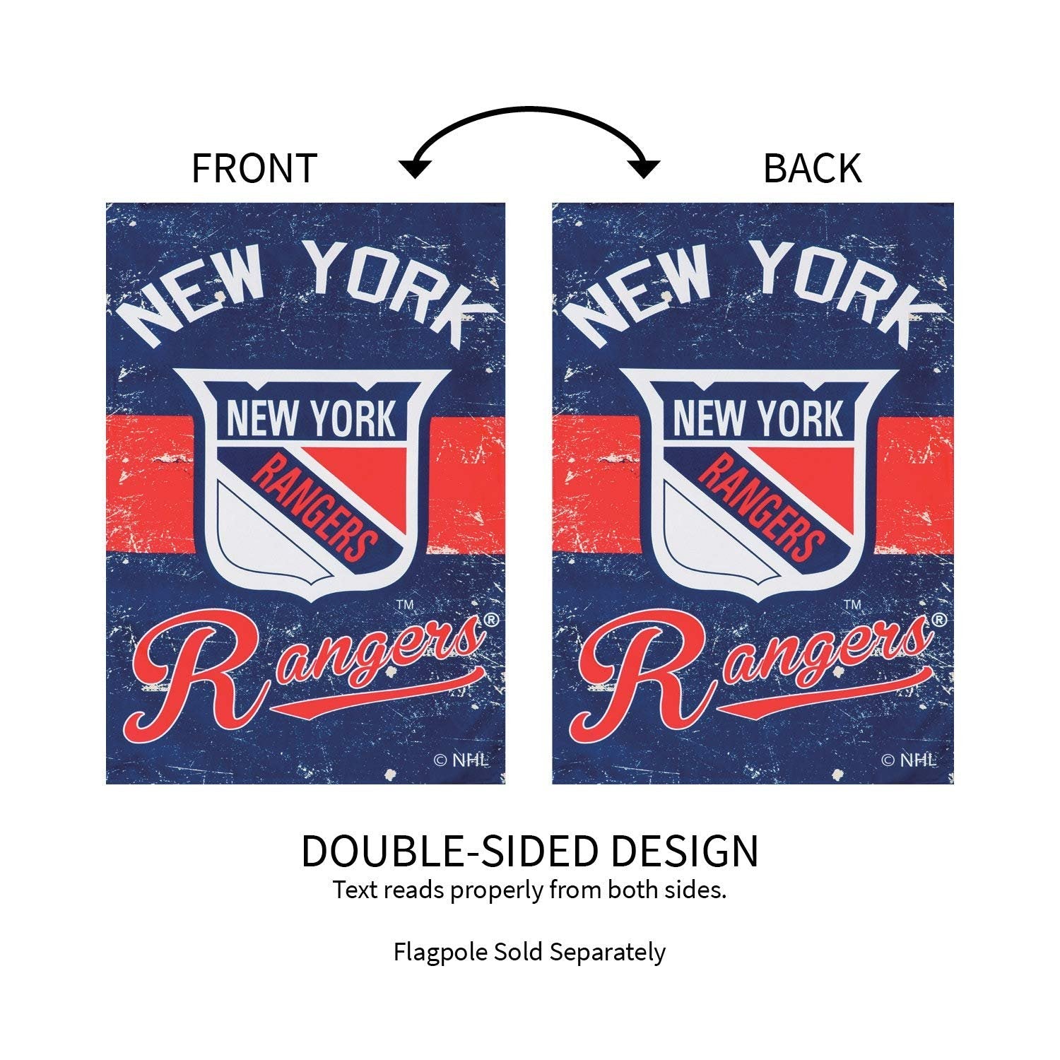New York Rangers Premium Double Sided Banner Vertical House Flag, Vintage Styling with Retro Logo, 28x44 Inch, Display Stand Sold Seperately, Officially Licensed 4