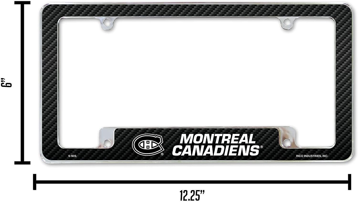 Montreal Canadiens Metal License Plate Frame Chrome Tag Cover Carbon Fiber Design 6x12 Inch 5