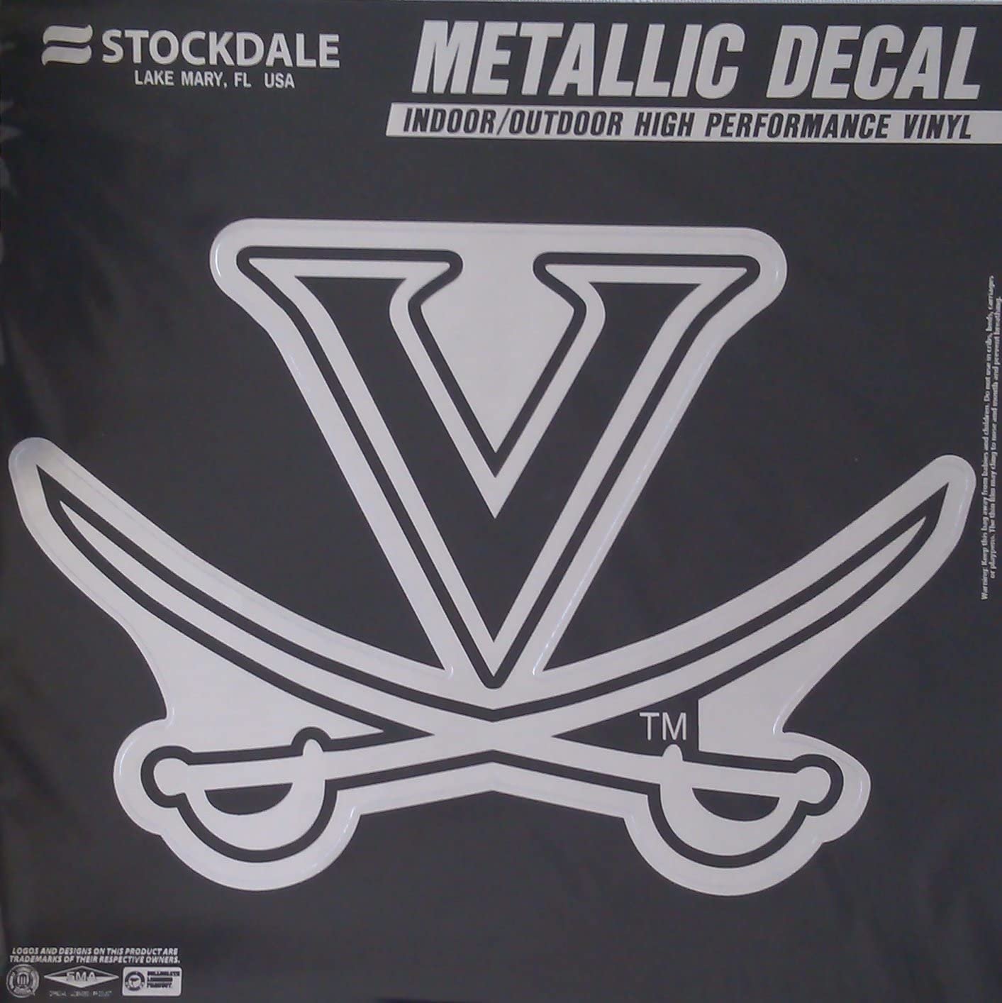 University of Virginia Cavaliers 6 Inch Decal Sticker, Metallic Chrome Shimmer Design 1