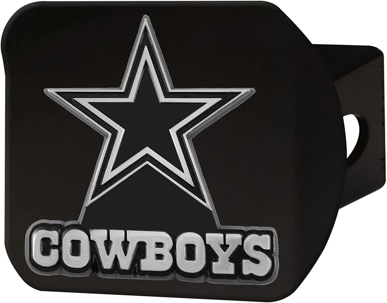 NFL Dallas Cowboys Metal Hitch Cover, Black, 2" Square Type III Hitch Cover 1