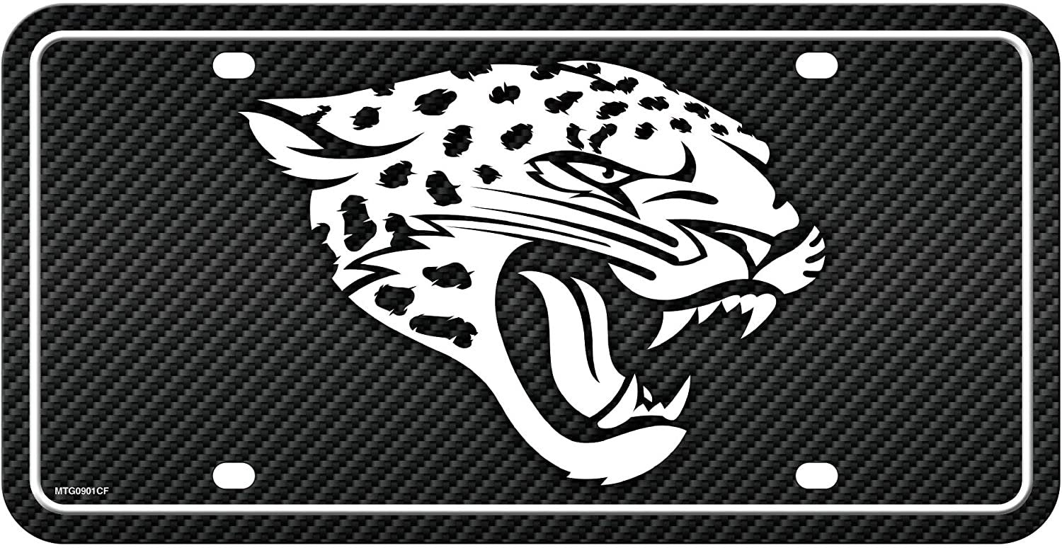 Jacksonville Jaguars Metal Auto Tag License Plate, Carbon Fiber Design, 6x12 Inch 1