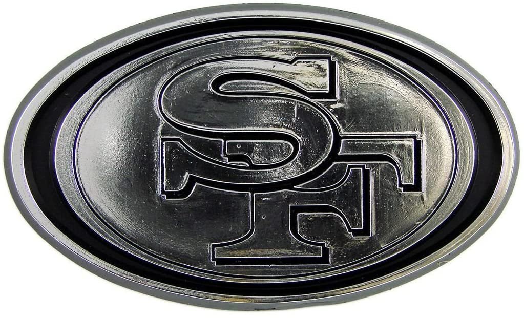 San Francisco 49ers Auto Emblem, Plastic Molded, Silver Chrome Color, Raised 3D Effect, Adhesive Backing 1