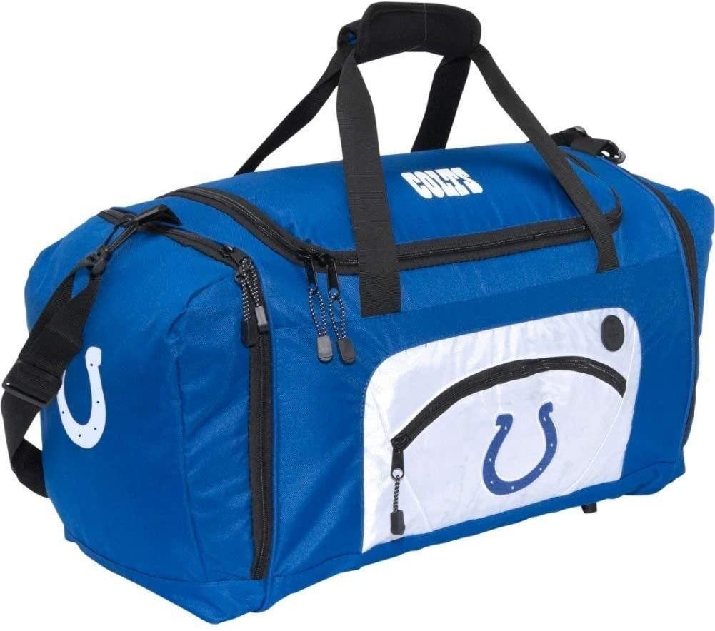 Officially Licensed NFL Indianapolis Colts "Roadblock" Duffel Bag, Black, 20" x 11.5" x 13" 1