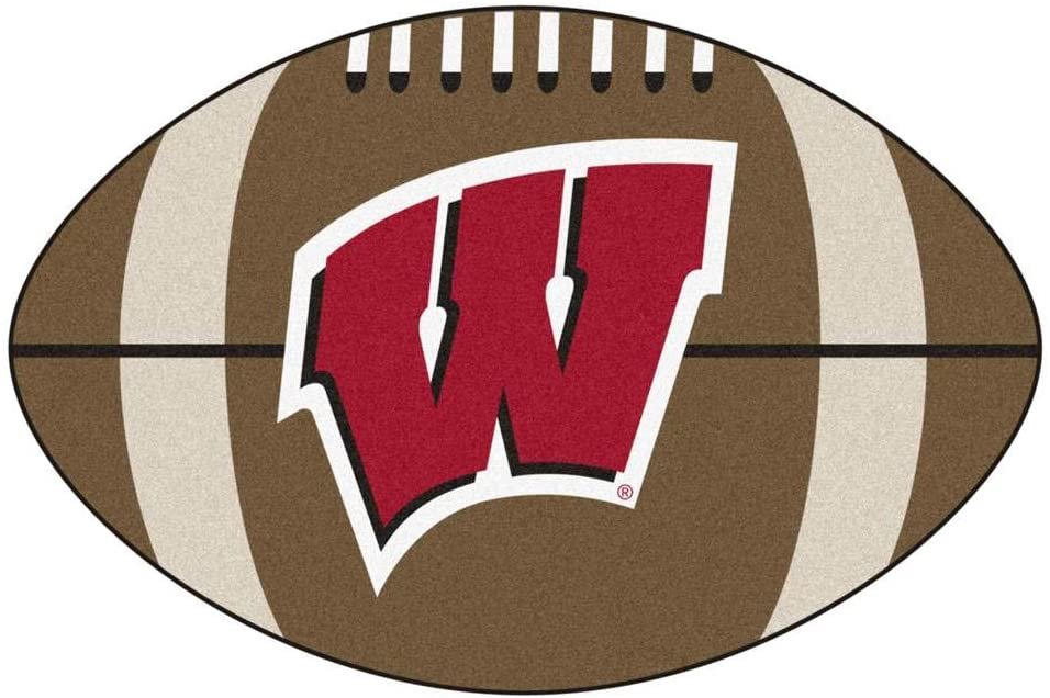 University of Wisconsin Badgers Floor Mat Area Rug, 20x32 Inch, Non-Skid Backing, Football Design 1